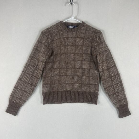 Vtg 1980s Knights Bridge Shetland Wool Sweater Mens Medium Brown SHRUNK FLAWED - Picture 1 of 9